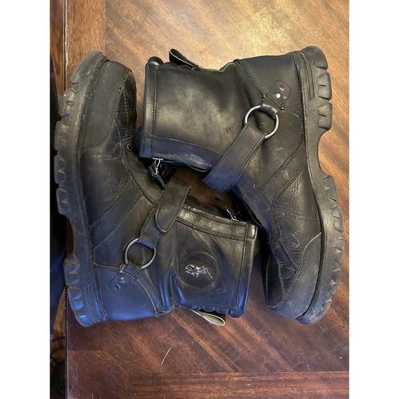 Polo Ralph Lauren Conquest HI III Zip Up Black Leather Men\'s Boots Size 12D 12 D main image 5